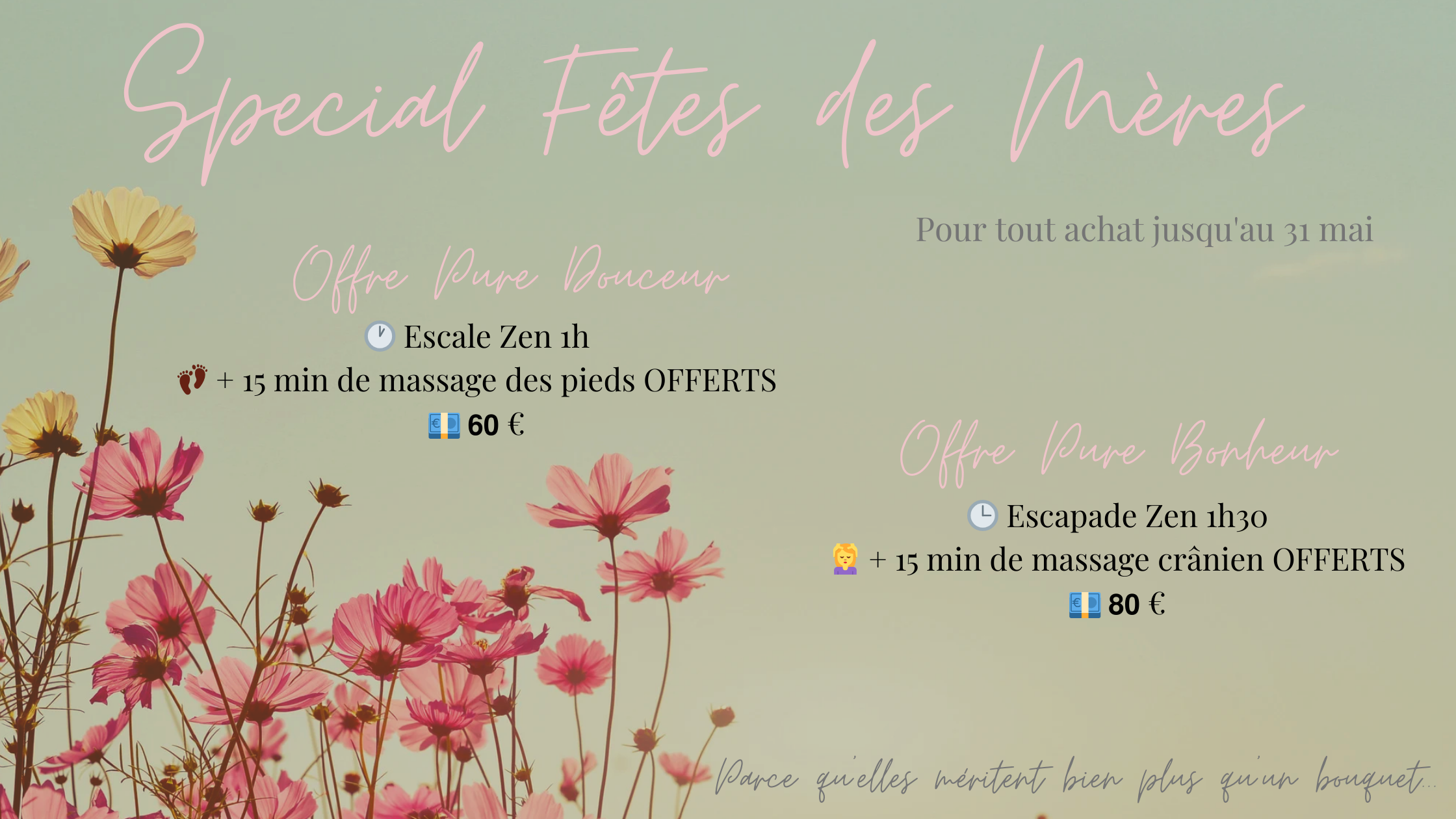 Offre fete des meres massage en corps plus zen bethune Offre fete des meres massage en corps plus zen bethune